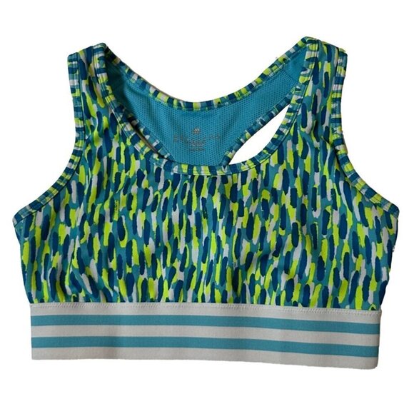 adidas Other - Adidas Blue & Green Print Twist Look Back Sports Bra Size Medium